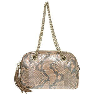 Gucci Soho Interlocking GG Chain Shoulder Bag Beige Python Handbag